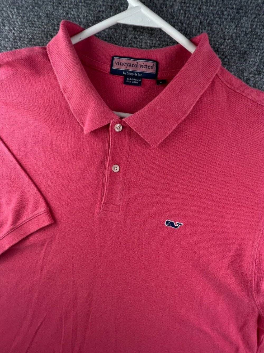 Vineyard Vines Short Sleeve Polo Shirt Men’s Solid Red Large Cotton Peru, Logo